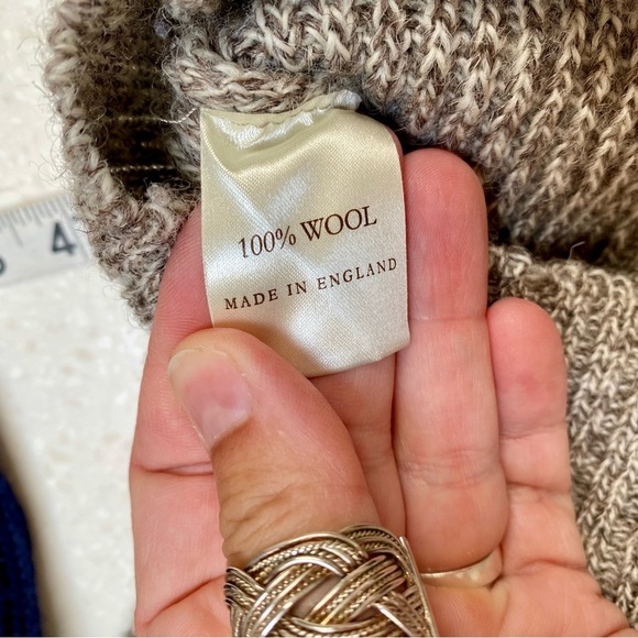 Woven in Scotland patchwork boho tweed wool sweater w equestrian farmhouse vibe - Picture 13 of 14